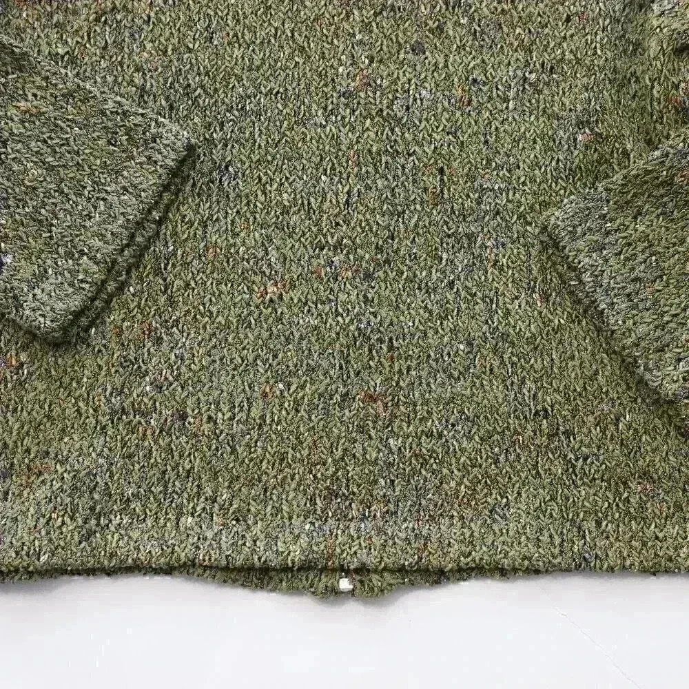Vintage Ball of Cotton Small Marled Yarn Boho Hippie Beaded Cowl Neck Zip Jacket - Picture 10 of 16